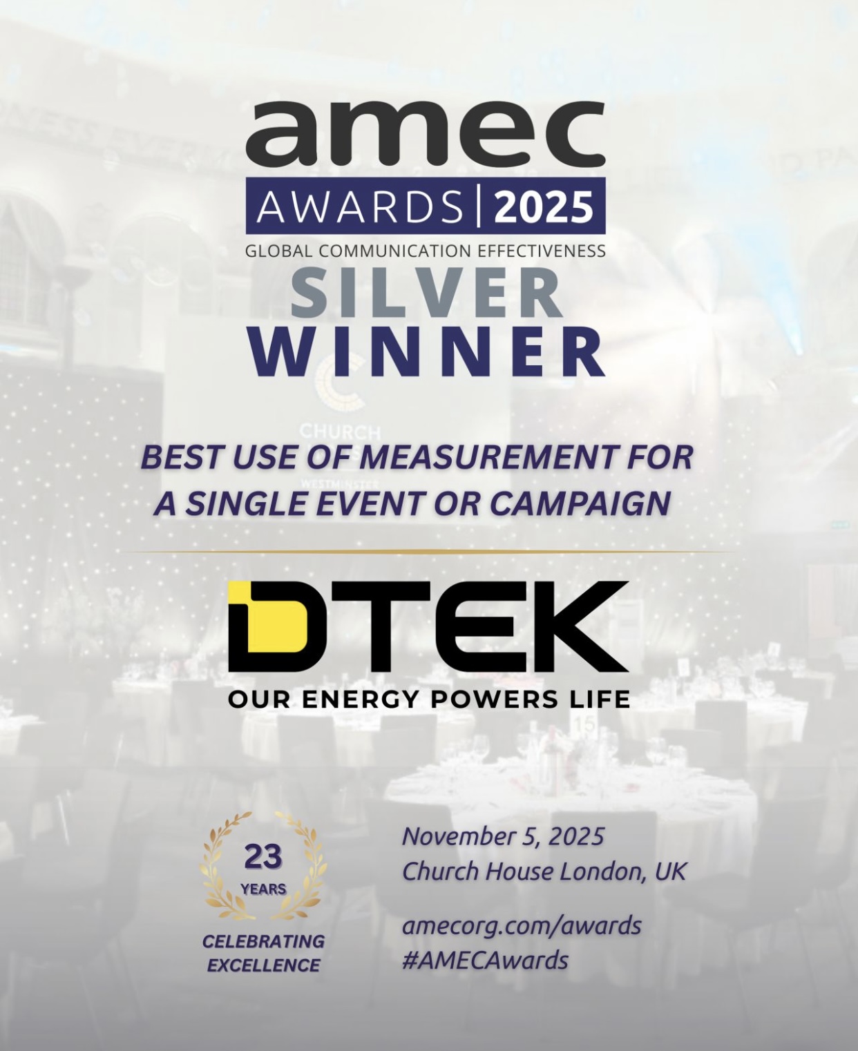 ДТЕК отримав золото та срібло на міжнародній премії AMEC Awards у Лондоні.  1